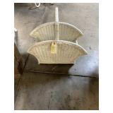 White Wicker Basket with Handle