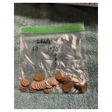 50ct PDS Wheat Pennies