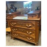 Antique Dresser with Marble Inlay