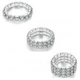 DATOA 4Pcs Rhinestone Stretch Rings Set