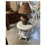 Wicker Lamp + Side Table