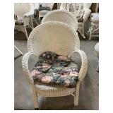 2ct White Wicker Chairs w/Cushions