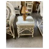 Wicker Lamp + Wicker Table w/Glass Top