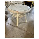 White Wicker Table with Glass Top