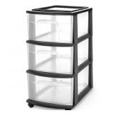 HOMZ 3-Drawer Cart Organizer, Black/Clear