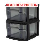 Homz 1-Drawer Plastic Cart, Black/Smoke (2)