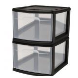 Plastic 1-Med Drawer Cart, Black/Clear