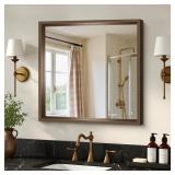 Walnut Wood Frame Bathroom Mirror 24x24