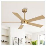 54 in. Ceiling Fan with LED, NAB Gold wood