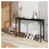 Garvee Narrow Black Console Table W/ Outlets