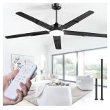 Amico 62" Ceiling Fan with Dimmable LED, Black
