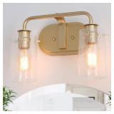 Modern Gold 2-Light Vanity Bar with Glass