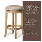 Maven Lane Eva Counter Stool, Oak Leather