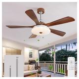 52-Inch Ceiling Fan with Light, Walnut Wood