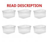 Sterilite Tall Storage Bin, Clear, 6 Count