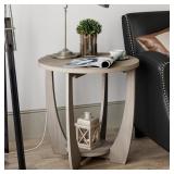 Rustic Farmhouse Wood End Table with Shelf