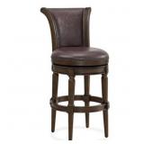 ROME + OAK Runyan Stool, Dark Walnut Leather