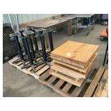 12 ct. 24x24in Marble Table Tops, 8 Black Bases