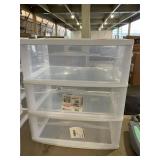 Sterilite Wide 3 Drawer Storage Cart, White