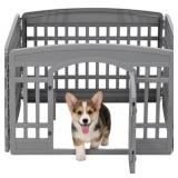 IRIS 24" Dog Playpen 4-Panel with Door, Gray