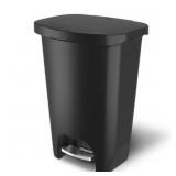 Glad Stainless Step Trash Can, 13 gal, Black