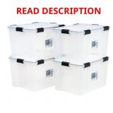 74 Qt Weathertight Storage Box, Clear One Lid