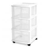 3ct HOMZ 3-Tier Clear Plastic Rolling Storage Cart