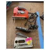 Jig saw, Dremel, stapler