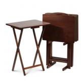 PJ Wood Folding TV Trays 5 Pc Set
