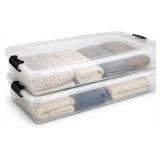 HOMZ 60 Qt Under Bed Clear Plastic Bin (2)