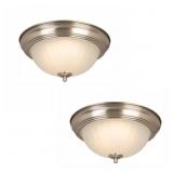 4 ct.m11 in. Brushed Nickel LED Flush Mount (2-Pac