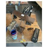Table lamps, radio, small buckets