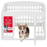 IRIS USA 24" Dog Playpen 4-Panel Door White