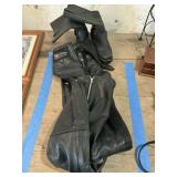 Size 10 leather chaps and size 11 boots