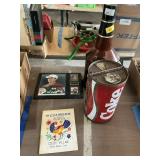 Jeff Gordon wall art, book, grill, Seagram bottle