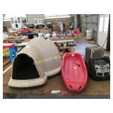 Igloo dog house,  jumper box & heater