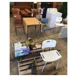 Cash register, lamp shower chair,misc