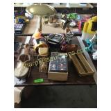 Lamp, fleece throw, misc