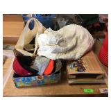 Baseball caps, bedspread, misc