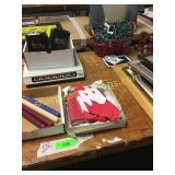 Picture frames, power center, UIHC bookends, misc