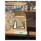 Vase, pitchers, lamp, misc