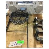 Radio, plant stand, misc