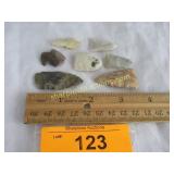 6 Native American artifact arrowheads