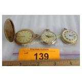 3 vintage pocket watches