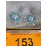 Aquamarine/White topaz sterling earrings