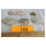 6 Native American artifact arrowheads