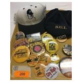 Hawkeye buttons and hats