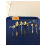 tray of spoons, some sterling