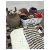 planters, lawn chairs, tank