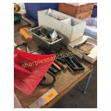 Doll, collector plate, tools